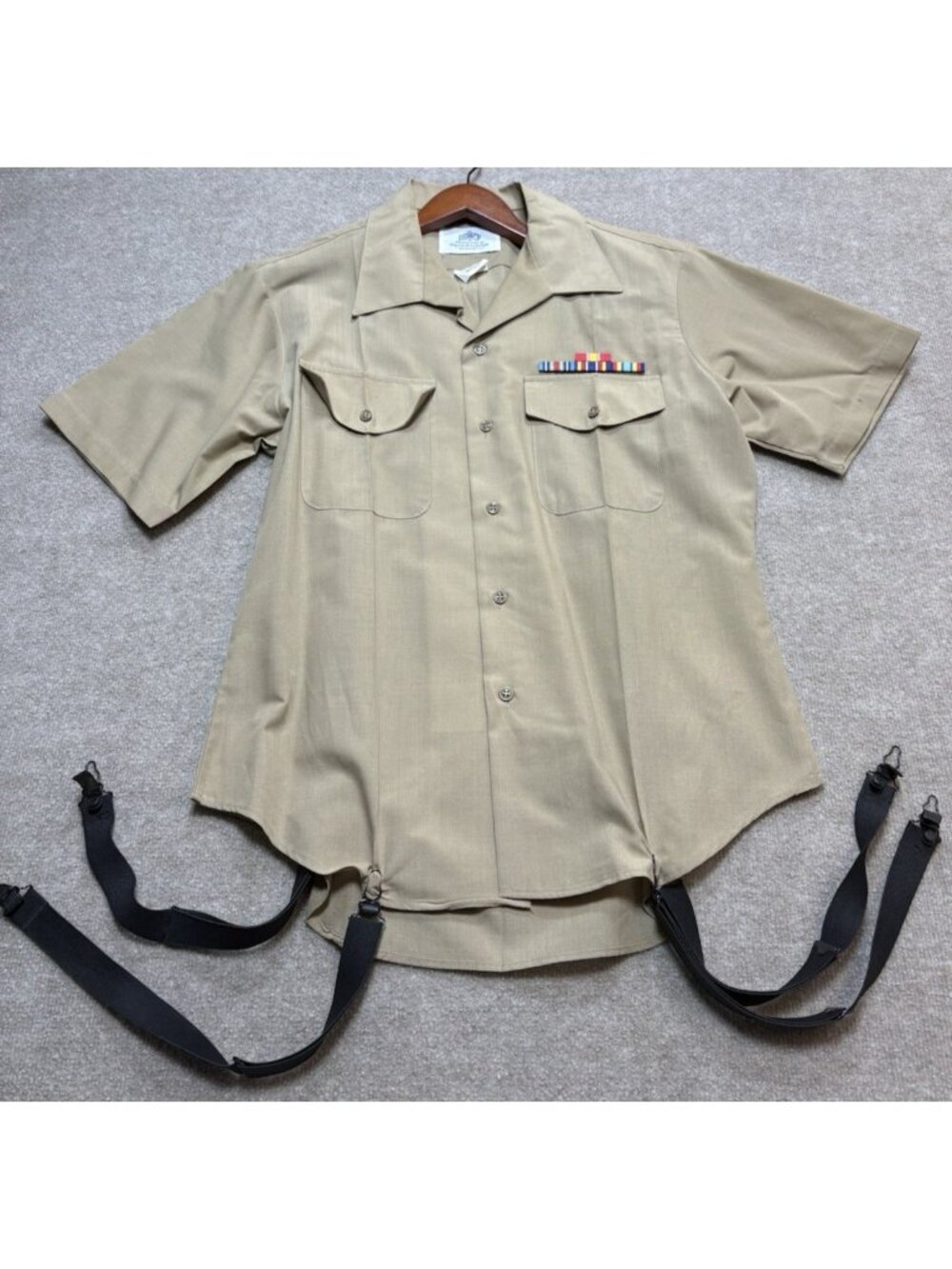 USMC Service Uniform Khaki Dress Short Sleeve Shirt 17 Marine Corps Desert Storm